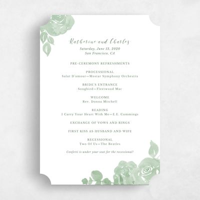 Green Ticket Wedding Program - Clemson