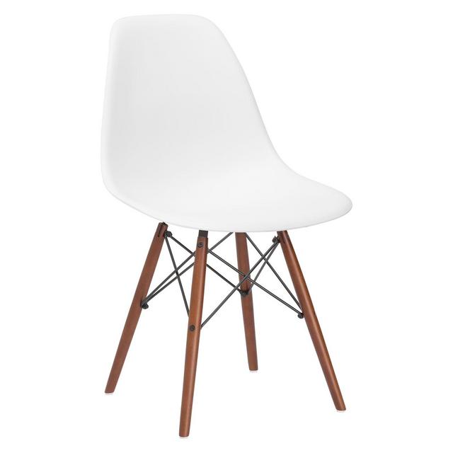 Poly and Bark Vortex Side Chair Walnut Legs, White