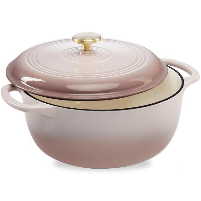 Best Choice Products 6 Quart Enamel Cast-Iron Dutch Oven, Heavy-Duty Cookware w/ Dual Handles, Lid - Mushroom Beige