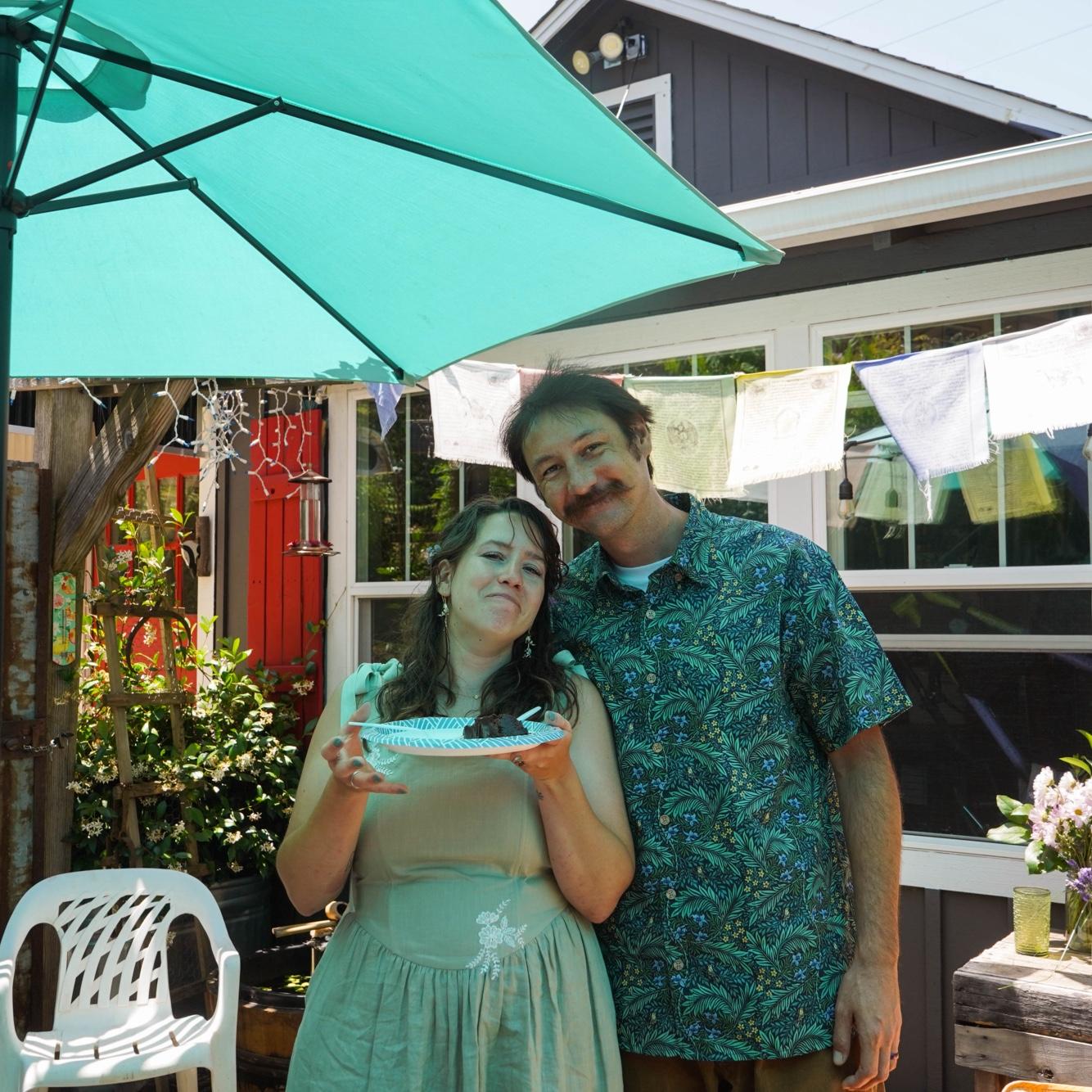 Enjoying cake after the ceremony. Cake was made by Jesse’s mom.