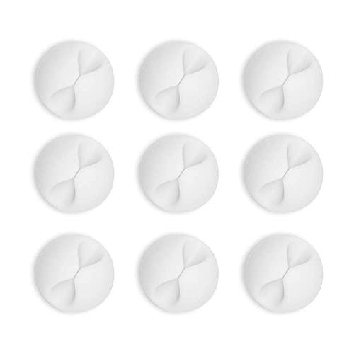 Smilife 9 Pack White Silicone Cable Clip Holders, Self Adhesive Wire Management, Well-Organized Cables for Home, Office, Car