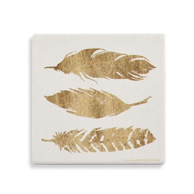 Thirstystone® Golden Quote Feathers Square Coaster