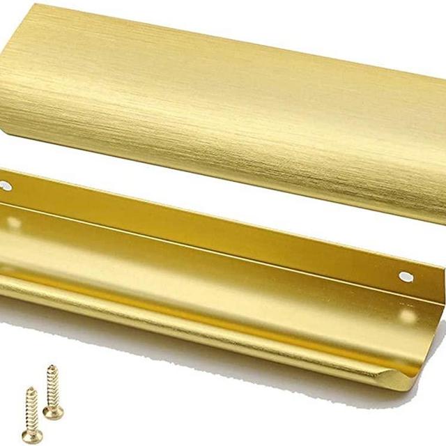 50 Pack goldenwarm Tab Edge Pull Black Mount Finger Pull Hidden Door Handle for Kitchen Cabinets 128mm/5in Center to Center LS7027BK128