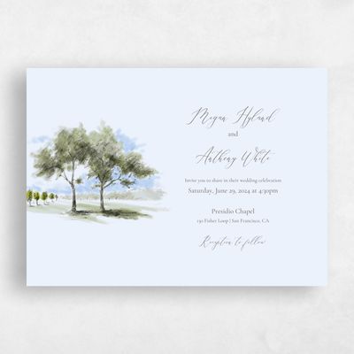 Beige Greenery Wedding Invitation - Rieden Landscape