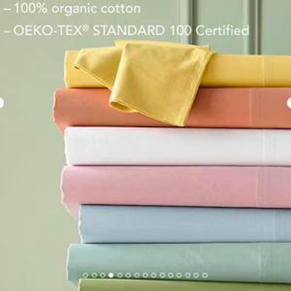 Siesta Solid Organic-Cotton Percale - Sheet Set in White, Queen