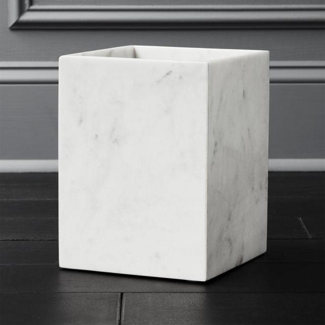 White Marble Wastebasket