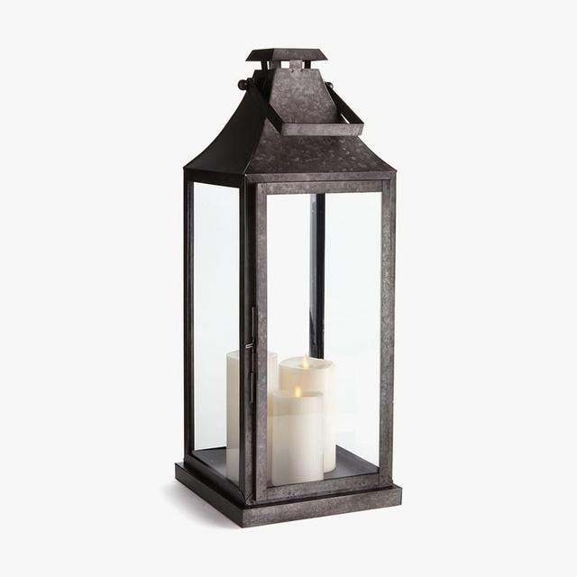 Gale Metal Outdoor Lantern, Black, 19"H