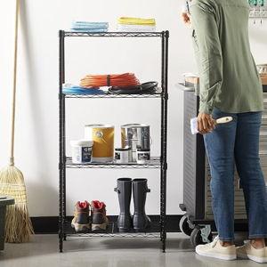 Amazon Basics 4-Shelf Steel Wire Storage Rack, Adjustable, Sturdy, Easy Assembly, 13.4 D x 23.2 W x 48 H in, Black