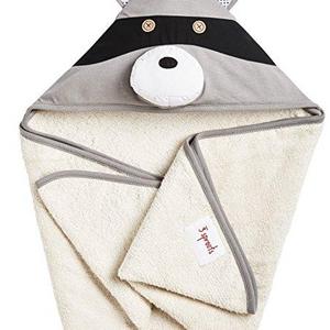 3 Sprouts Hooded Towel, Raccoon, Grey