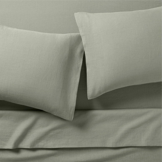 Aire Natural EUROPEAN FLAX ™-Certified Shadow Sage Green Full Bed Sheet Set