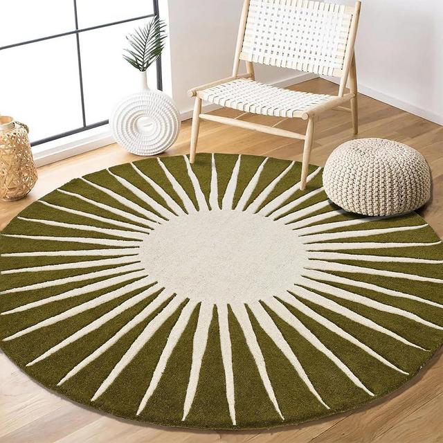 Restoration and Renovation Modern Round Area Rug – Hand-Tufted with 100% NZ Wool, Thick & Soft Circular Carpet for Living Room, Bedroom & Dining Room Decor (Moss Green, 5' Round)