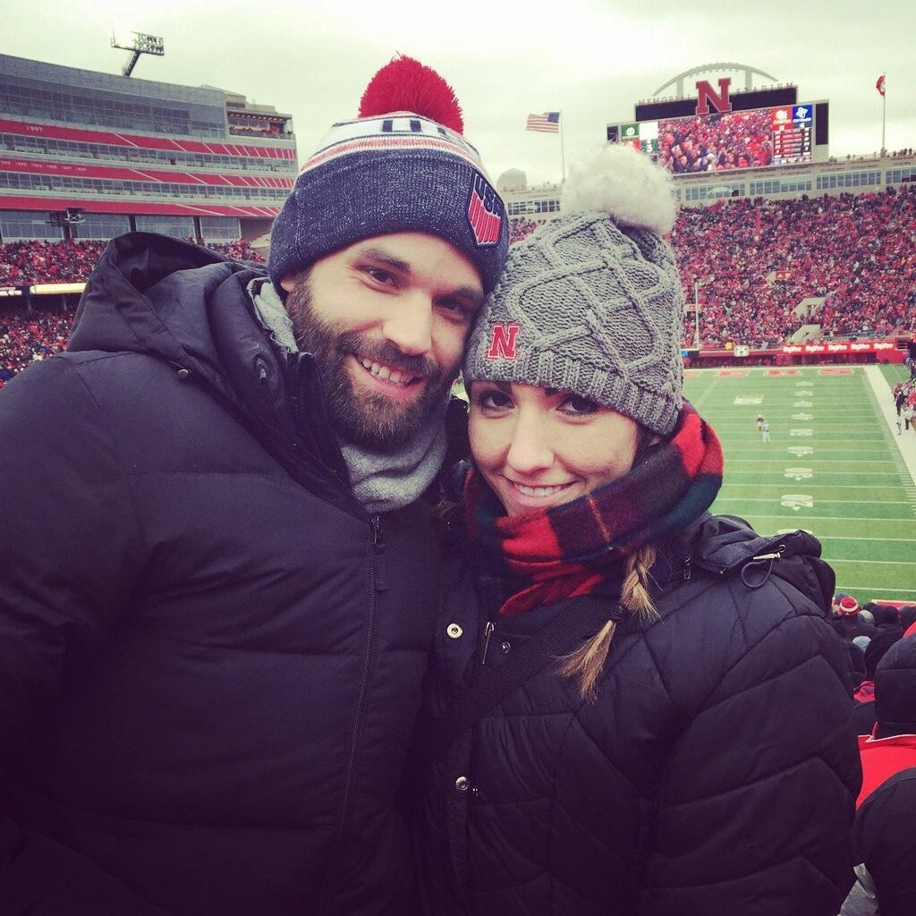 Our first picture together and Danny's first Husker game!