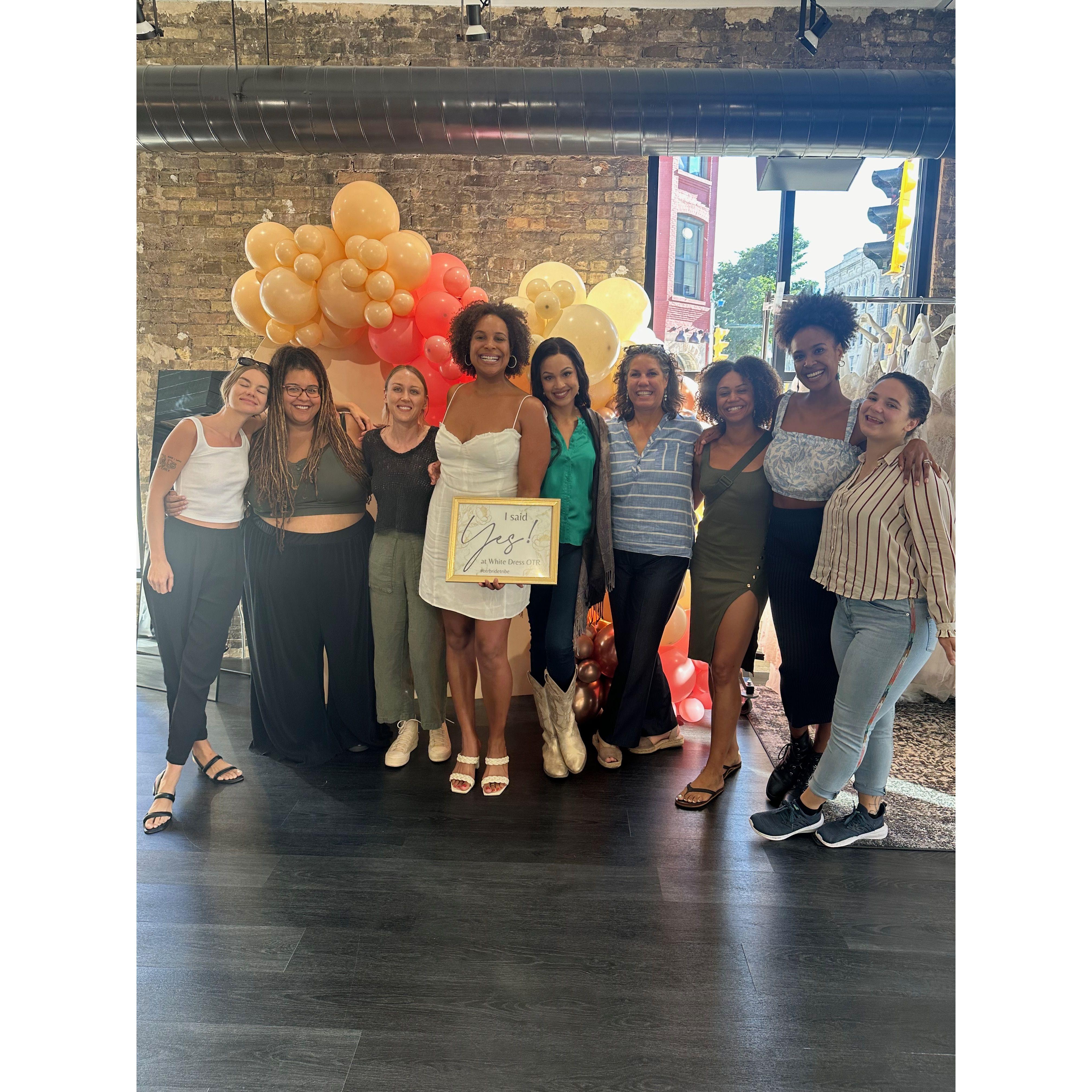 Chelsea and her girls + Mom after saying "yes to the dress"!