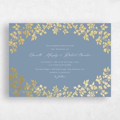 Storm Blue Wedding Invitation - Edera Landscape Foil