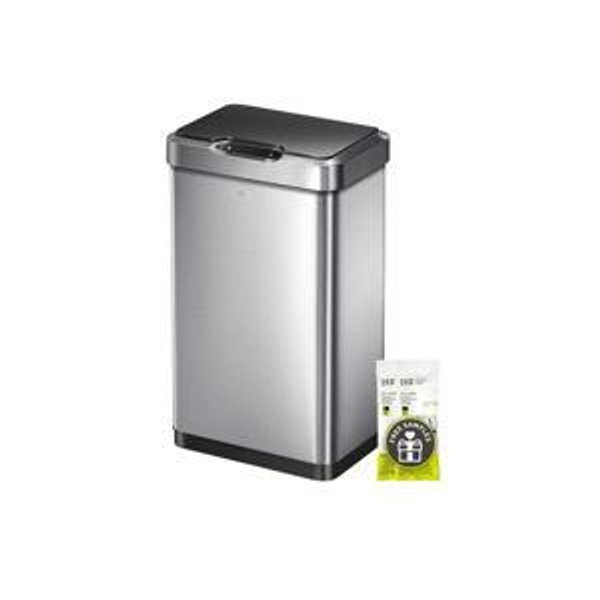 EKO Mirage-T 50 Liter / 13.2 Gallon Touchless Rectangular Motion Sensor Trash Can, Brushed Stainless Steel Finish