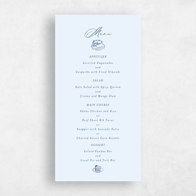 Blue Summer Wedding Menu - Elodie