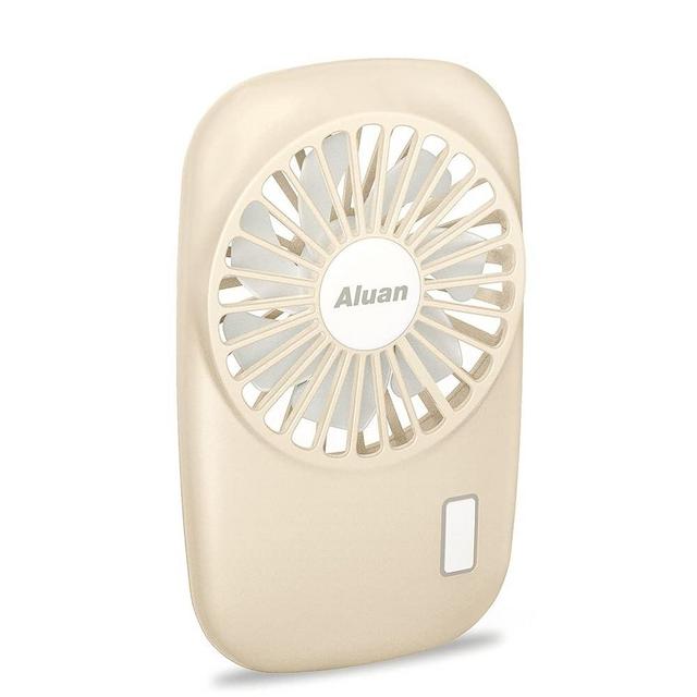 Aluan Handheld Fan Mini Fan Powerful Small Personal Portable Fan Speed Adjustable USB Rechargeable Cooling for Kids Girls Woman Home Office Outdoor Travel, Beige