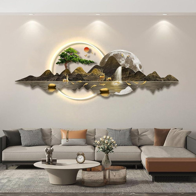 Modern Home Decorative Painting with LED Light,3D Decor Living Room,Creative Decoration Light,3D Wall Art Decor,Suitable for Bedroom, Living Room(A,100 * 35cm/39.4 * 13.8in)
