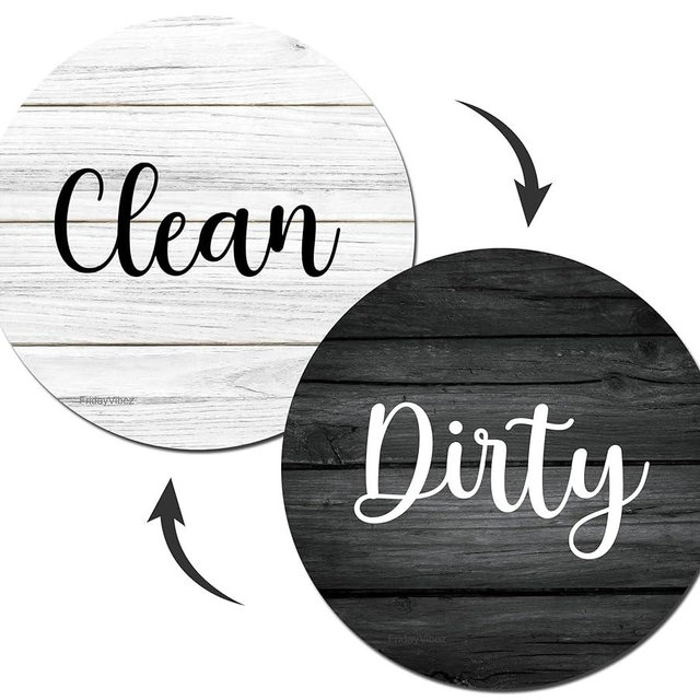Dishwasher Magnet Clean Dirty Sign Strong Clean and Dirty Magnet for Dishwasher, Universal Dirty or Clean Dishwasher Magnet Indicator Non/Scratch, Clean/Dirty Rustic Farmhouse Dish Wash Sign Magnet