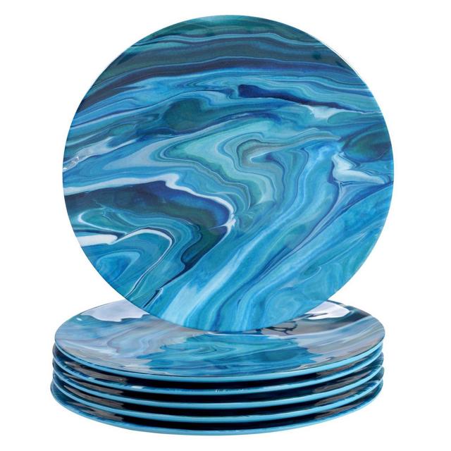 11" 6pk Melamine Fluidity Dinner Plates Blue - Certified International