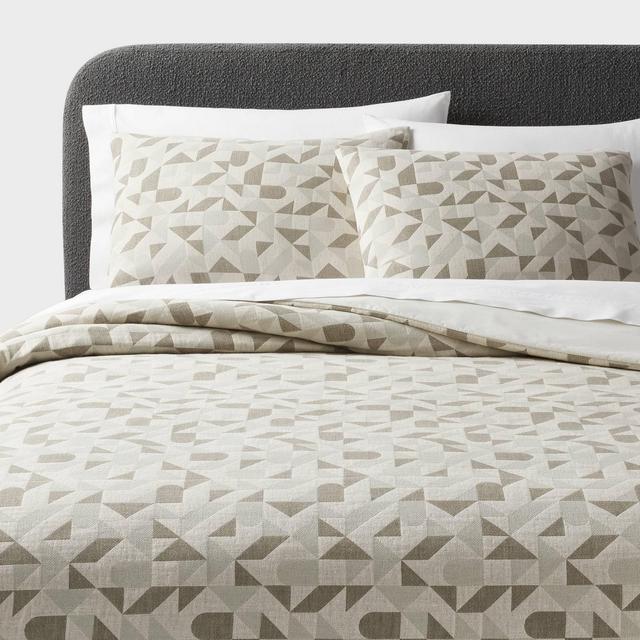 King Mod Geo Matelasse Duvet Cover and Sham Set Dark Olive Green - Threshold™