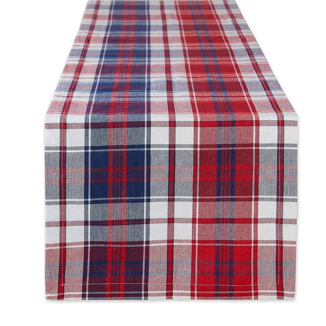 DII Americana Plaid, Table Top Collection, Table Runner, 14x72, Red, White, & Blue