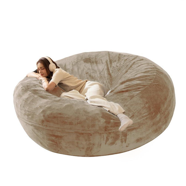 XOFUGEM Bean Bag Chair for Adults,6FT Oversize Floor Bean Bags Offers Ample Space for Adults,Memory Foam Giant Bean Bags,Lounger Versatile Design Suits Any Room,Movie Nights,Reading (Apricot, 6FT)
