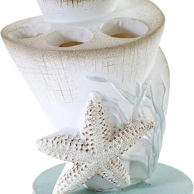 Avanti Linens - Toothbrush Holder, Resin Bathroom Accessories, Farmhouse Chic Bathroom Decor (Farmhouse Shell Collection)