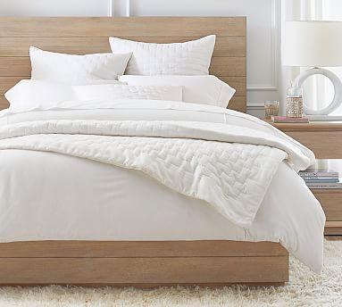 White Bliss Handcrafted Cotton/Linen Quilt, King/Cal. King