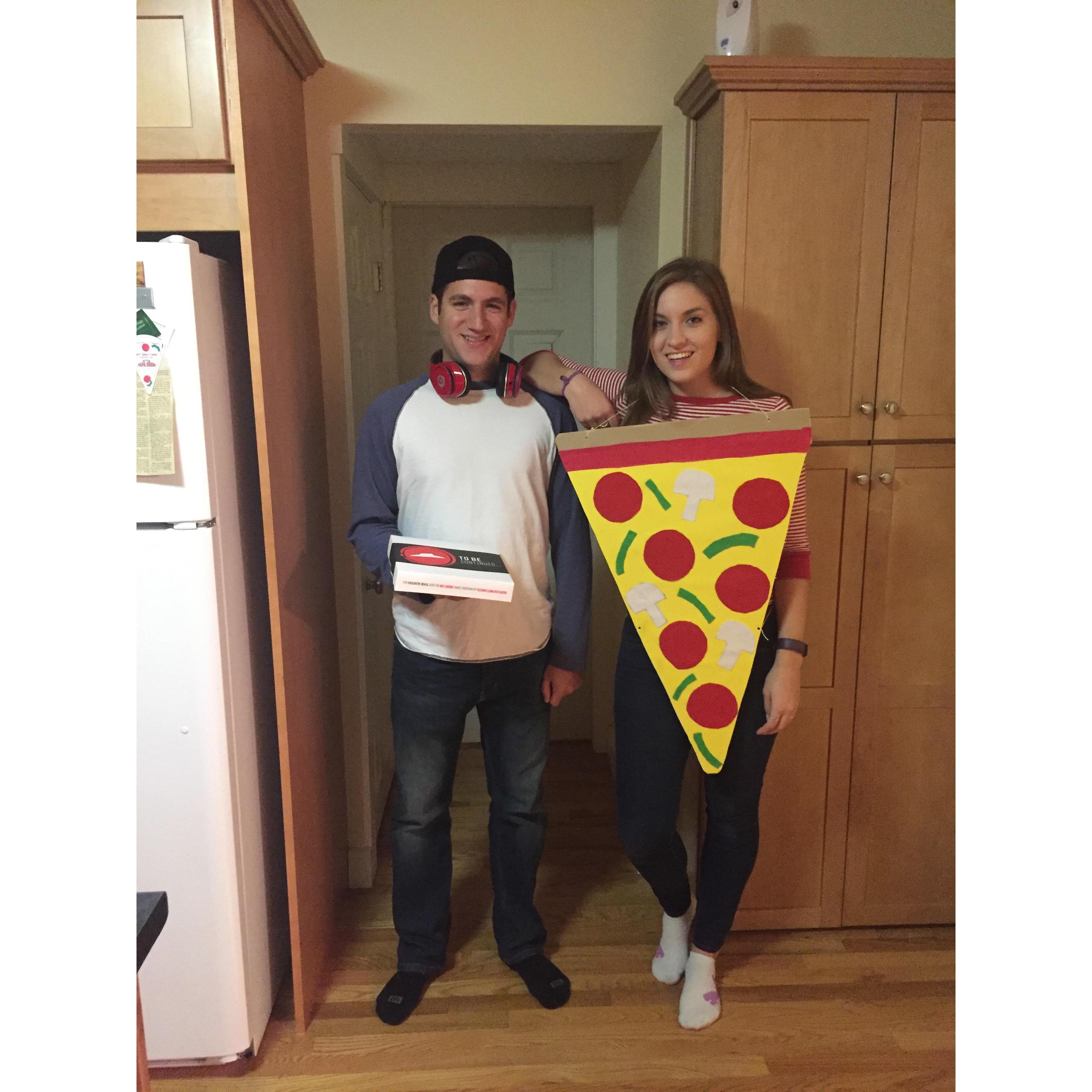 A pizza and her delivery boy for Halloween!