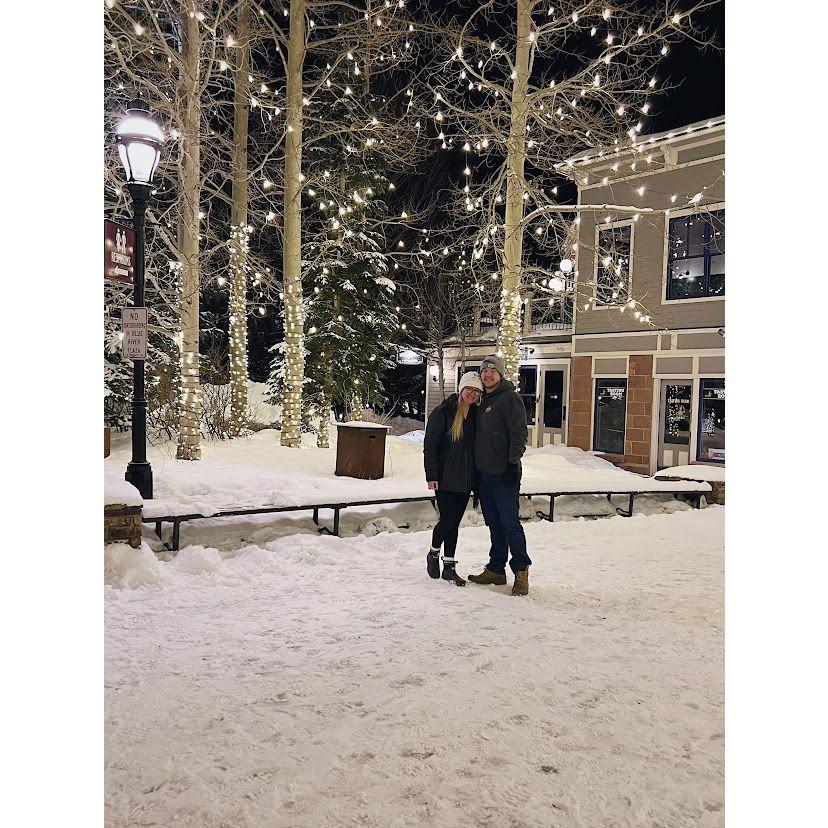 2/6/23- Hannah and Landon in Downtown Breckenridge, CO on a snowy evening!