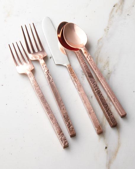 Cambridge Silversmiths 20-Piece Mala Flatware Set, Antiqued Copper