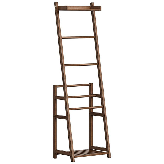 HOOBRO Blanket Ladder, 3-Tier Towel Rack, Bamboo Blanket Rack, Blanket Stand, Blanket Ladders for Bedroom, Quilt Ladder for Living Room, Bedroom, Decorative Display Ladder Shelf, Mocha MA124CJ01