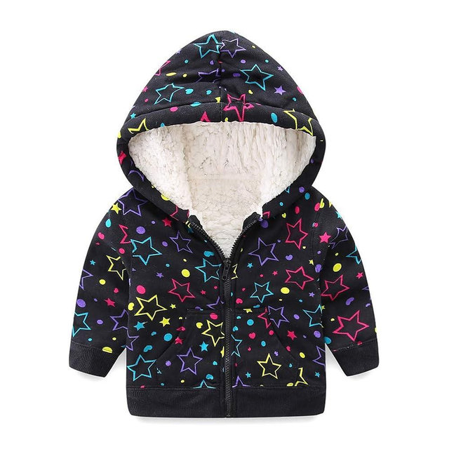 Mud Kingdom Boys Girls Full-Zip Hooded Sweatshirt Fur Lined Funny Pattern 6 Months-8 Years
