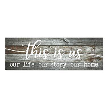 This is Us Our Life Our Story Our Home Rustic Wood Wall Sign 6x18 (Gray)