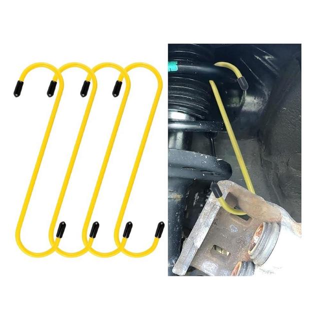 GLSOWEE Car Brake Caliper Hooks, Auto Brake Caliper Hangers with Rubber Tips, Universal Durable & Rust-Proof Automotive Tools for Braking, Axle, Bearing, Suspension Work (Yellow, 4 pcs)