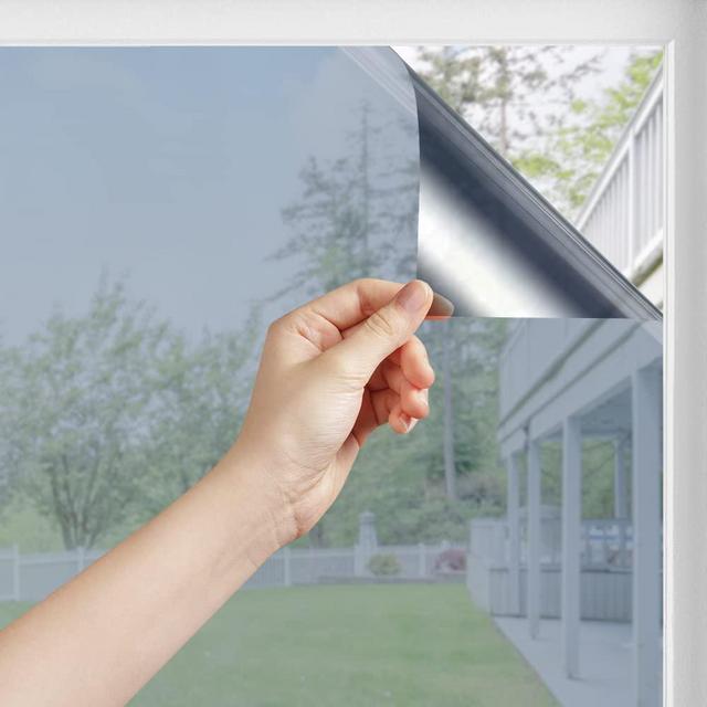 One Way Window Film Sun Blocking Window Tinting Film for Home Heat Control Mirror Tint for Window Privacy Film Heat Reflective Solar Window Film 35.4 x 78.7 Inches, Black Silver