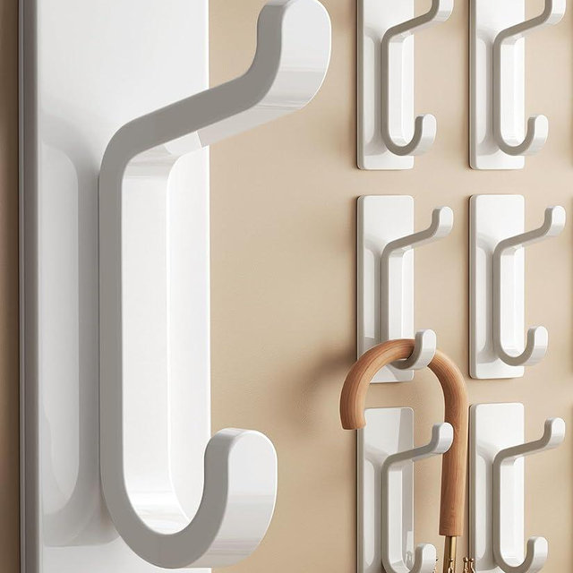 pickpiff Wall Hooks for Coat and Towel: 13LB Strong Adhesive Door Hanger Stick on, White 6 Pack