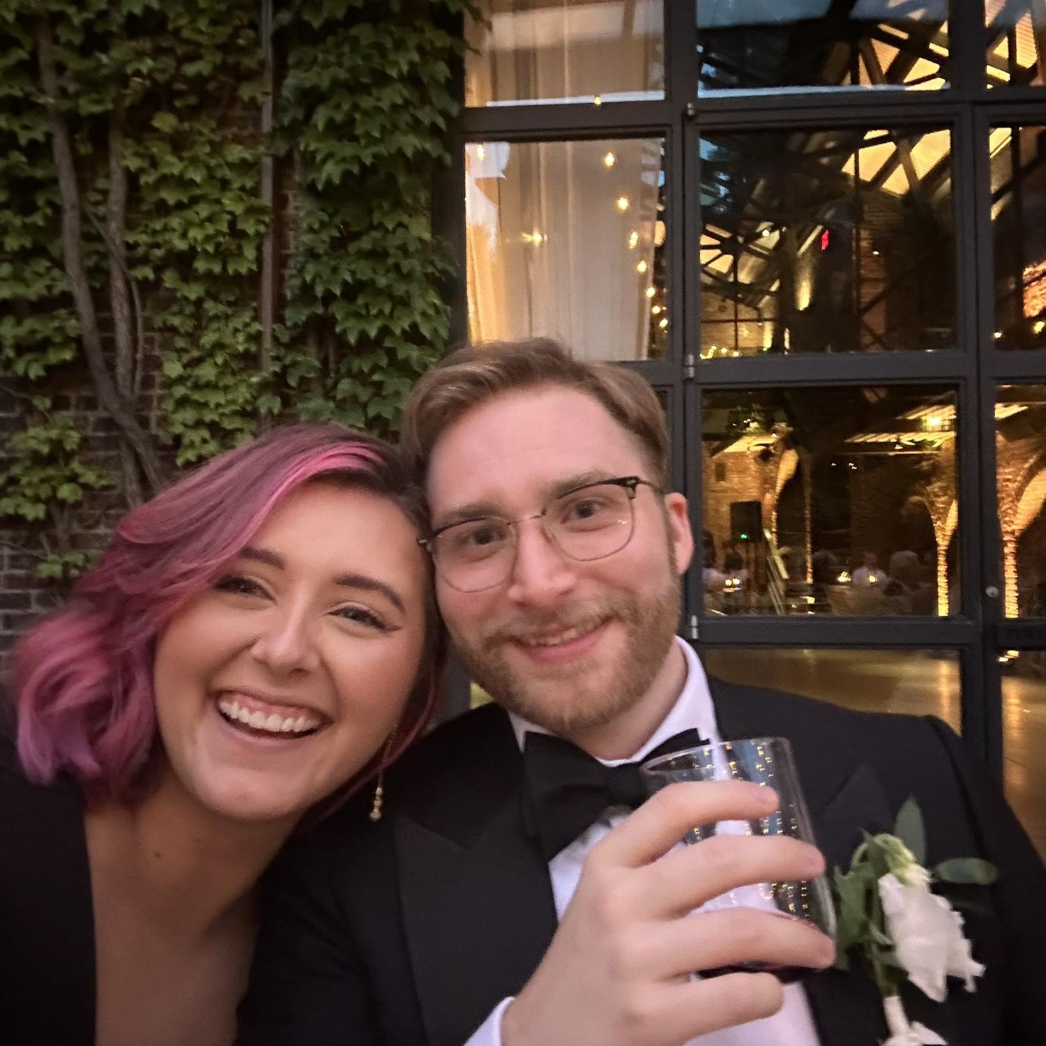 Us at Ian and Hollie’s (the groom’s brother and SIL) wedding last summer!
