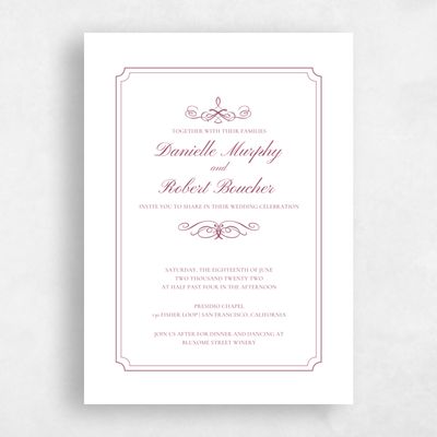Cabernet, Purple Wedding Invitation - Malta Type Letterpress