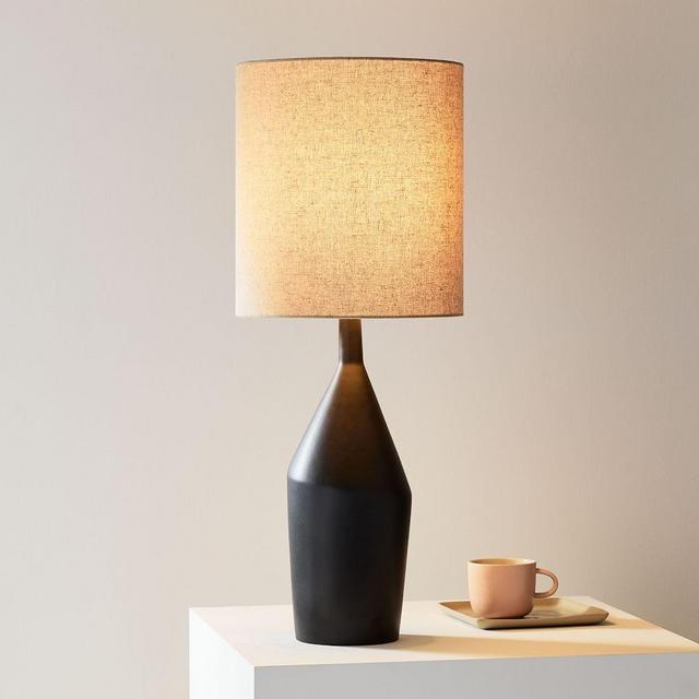 Asymmetric Ceramic Table Lamp, Large, Black