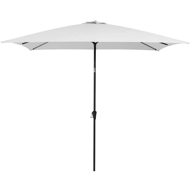 MEWAY 6.5x10 ft Rectangular Patio Umbrella Outdoor Umbrella with Push Button Tilt and Crank, Table Market Umbrella 6 Sturdy Ribs for Garden, Pool, Backyard(6.5ft, White)