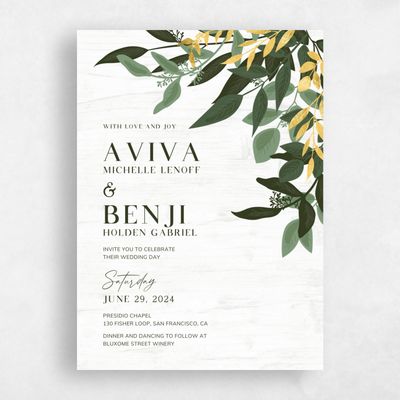Light Wood, Grey Wedding Invitation - Summerlin Corner Foil