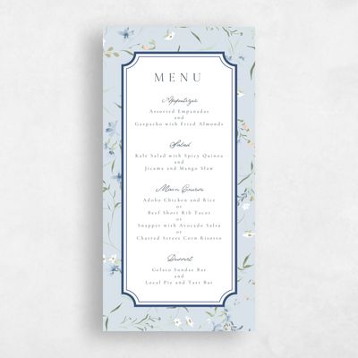 Blue Whisper Wedding Menu - Vasara