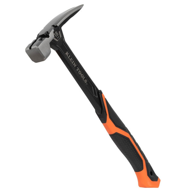 Klein Tools H80918S Smooth Face Framing Hammer with Straight Claw, 18-Ounce | Forged Steel, Magnetic Nail Starter and Extra-Large Squared Strike Face