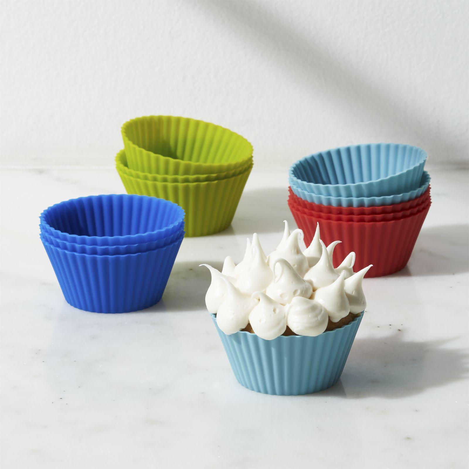 Silicone Cupcake Baking Cups Liners, 12 Pack, Blue/White/Red
