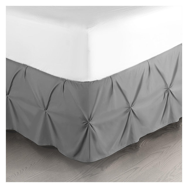 Nestl Dark Gray Bed Skirt Queen Size, Pinch Pleat 14" Drop Bed Skirt, Hotel Quality Microfiber Bed Skirts