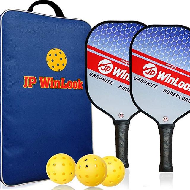 JP WinLook Pickleball Paddle Set with Graphite Face - Lightweight, Starter to Professional, Indoor/Outdoor USAPA Approved Racquets, Men/Women, 3 Pickle Balls, 1 Racket Bag