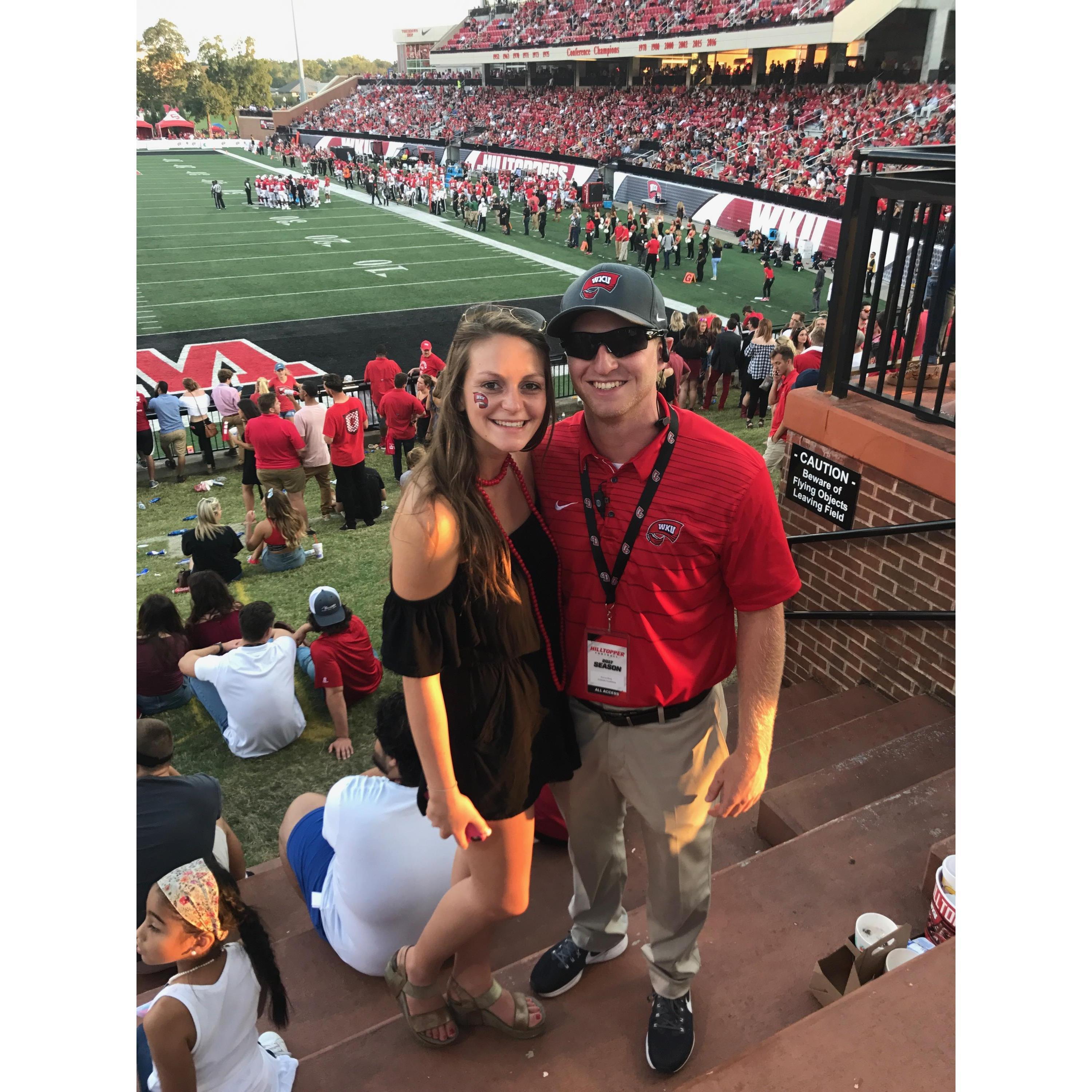 Many Saturdays these past two years have been spend at the WKU football games, while Aaron works the games!