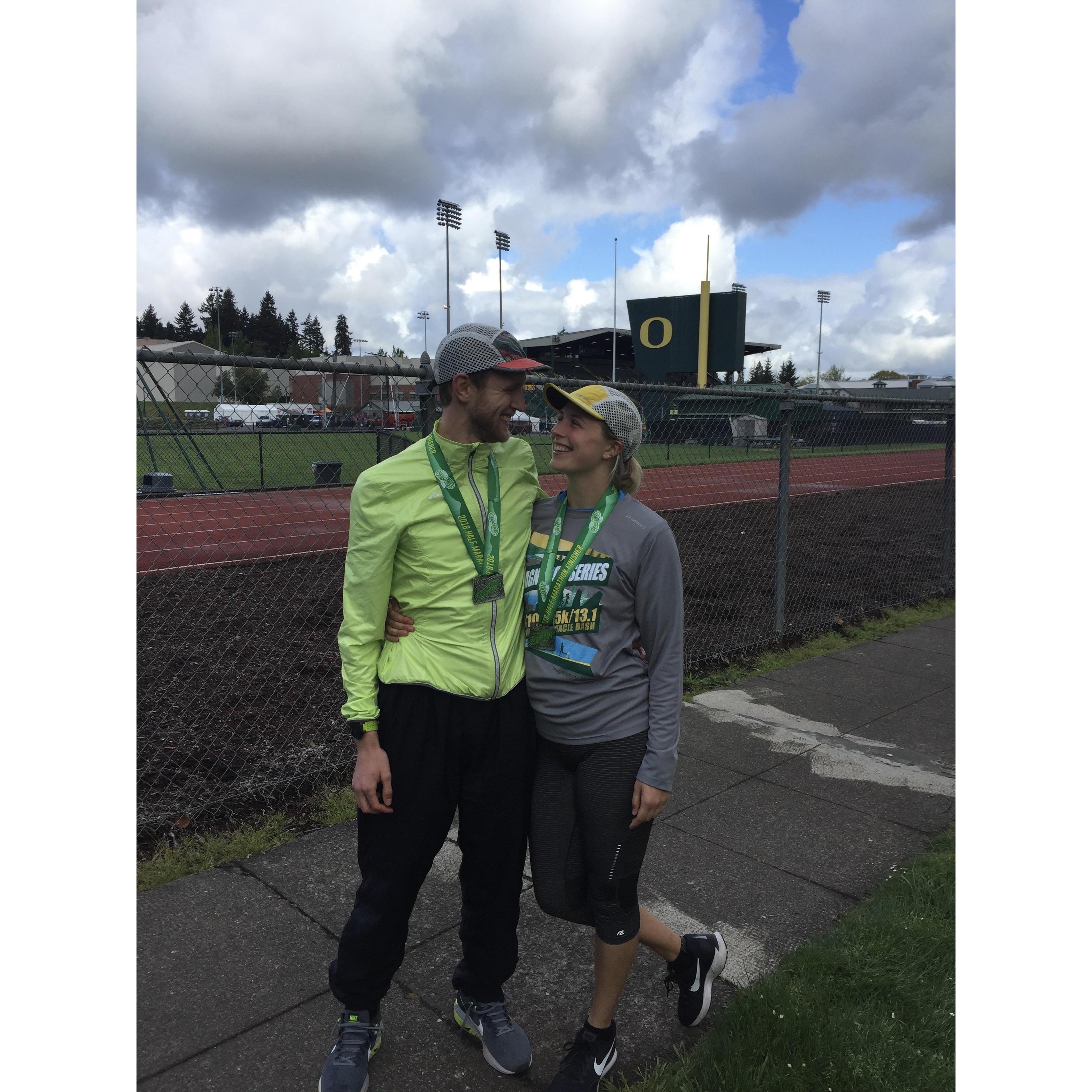 After completing our second half marathon. We both PR'd! (2018)